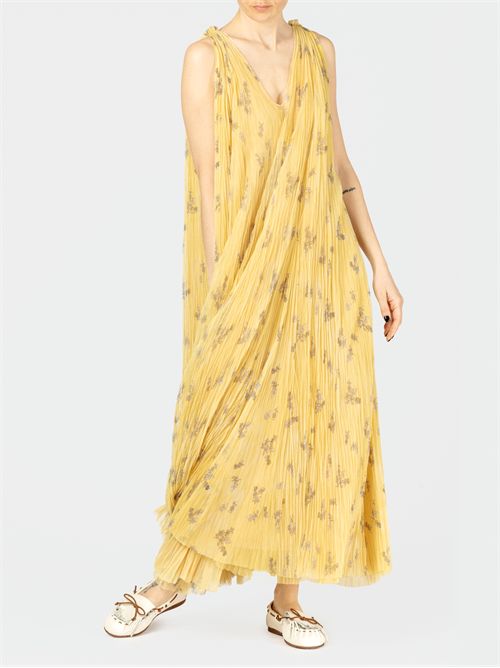 Plissé tulle dress with botanical picta print FABIANA FILIPPI | ABD275F622L387VR1